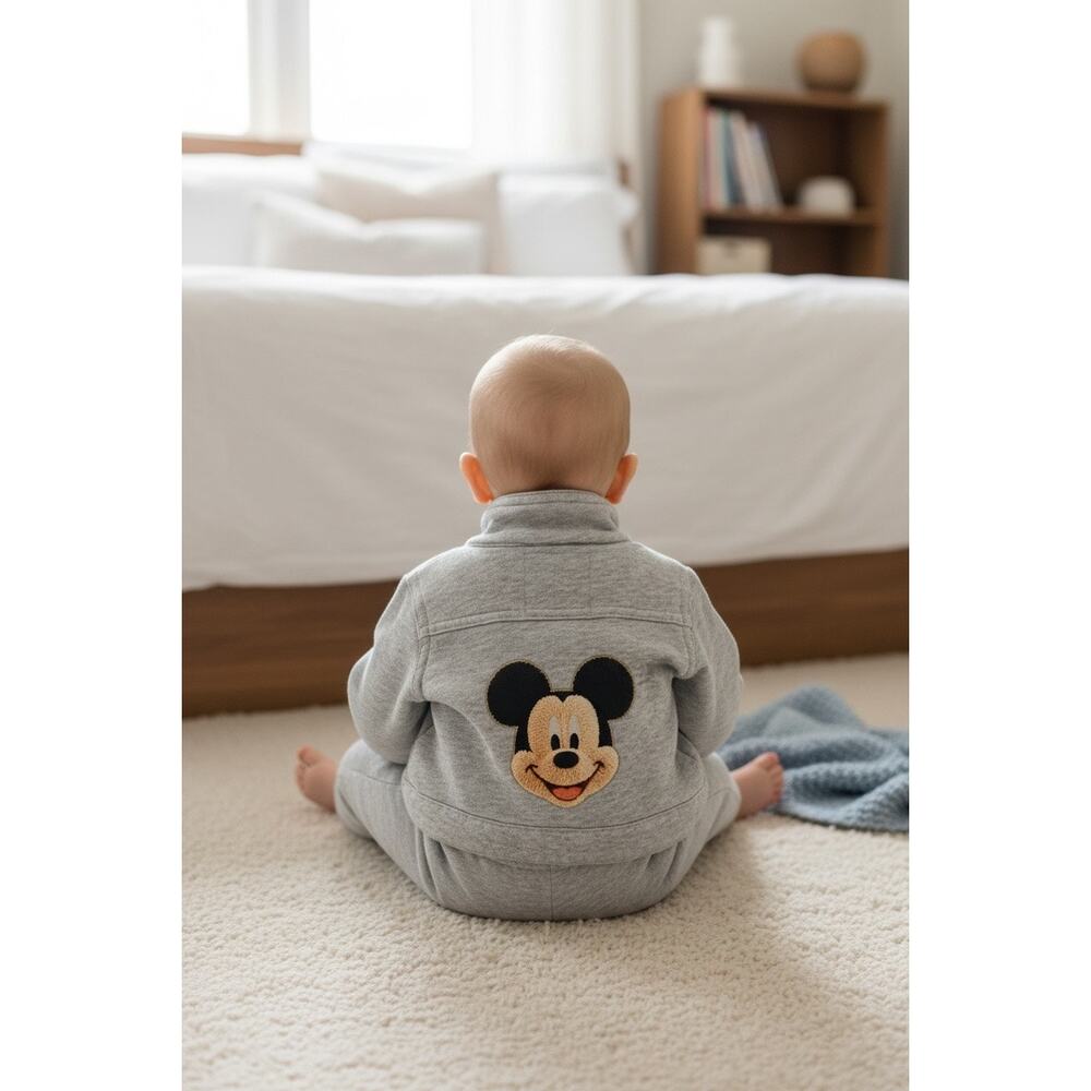 Gymboree Mickey Mouse Jacket Grey Gray Infant Toddler 6-12 Mths Custom Design